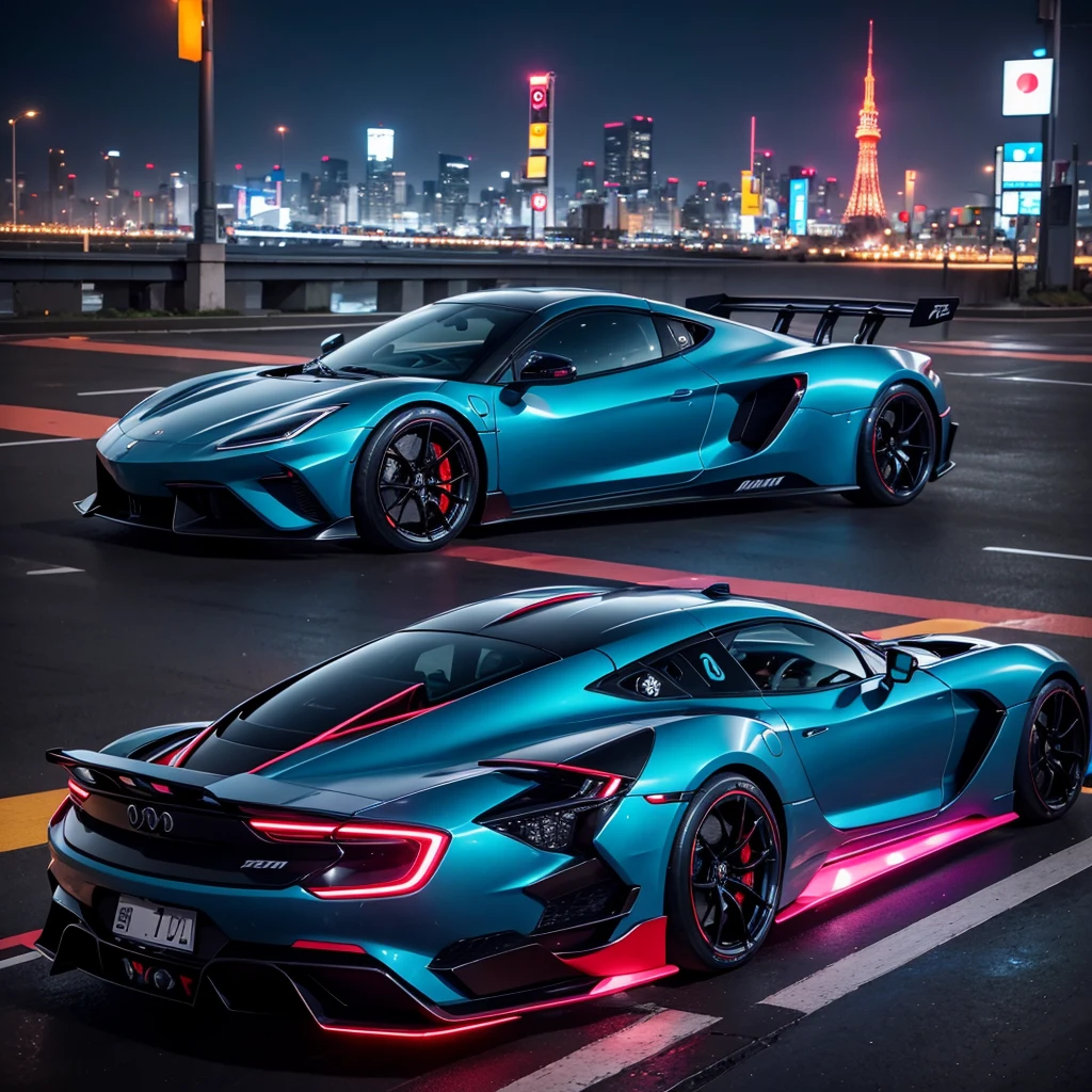 neon xenon super car, tokyo night
