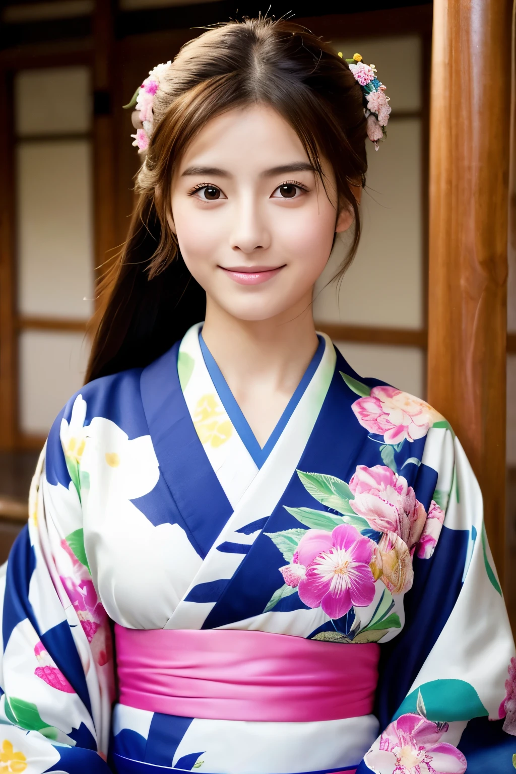 hightquality、​masterpiece、ultra res、20 year old beautiful girl in Japan、beautiful girls face、cute girl face、Kimono、wearing kimonos、full body Esbian、Famous actresses of Japan、Very beautiful face、A sexy、frontage