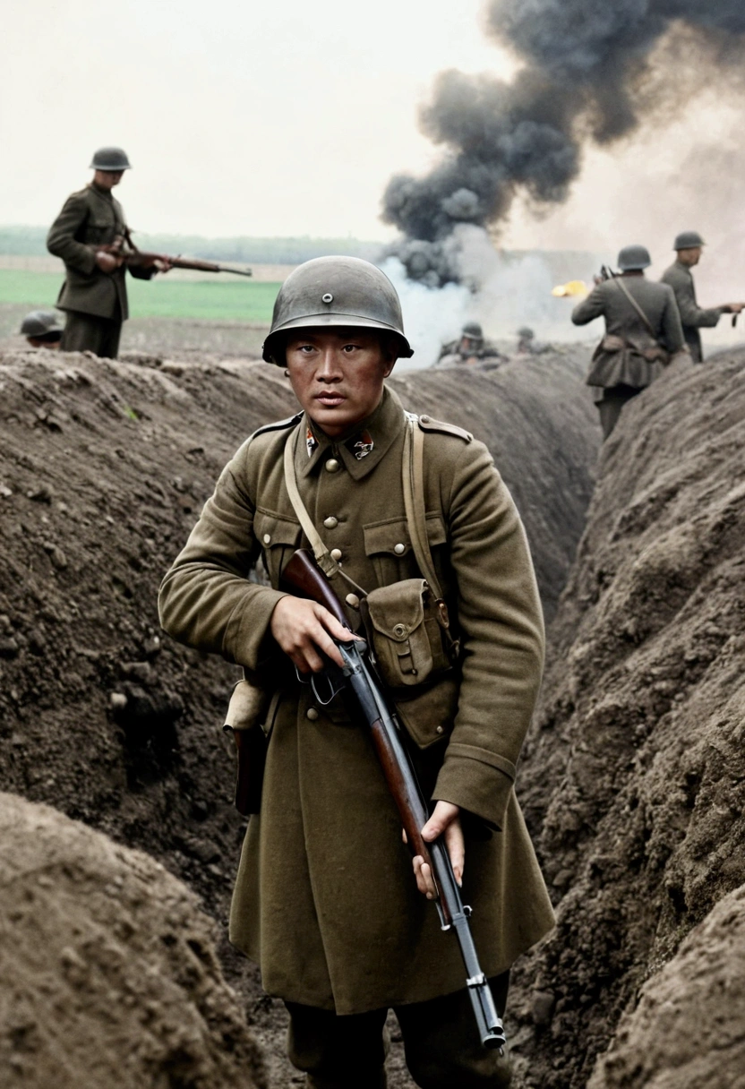 Soldiers standing in a field，Smoke in the background, World War I照片, World War I照片, 用World War II相机拍摄, war photos, World War II, Battlefield scene, Battlefield Background, 对抗 World War I, World War II摄影, World War II摄影, Soldiers come under heavy fire, war photosgraph, On the war zone, war photosgraphy, World War I, In the trenches, 正在In the trenches驻守的士兵, 正在In the trenches驻守, 从In the trenches摄影, World War 1 trench photos, Close-up of soldier holding gun, 一个Close-up of soldier holding gun, Close-up of a soldier holding a gun, European soldiers, European battlefield, German soldiers, German war, European Face, The face of the Europeans, 欧洲German war, European soldiers, White, White士兵, 