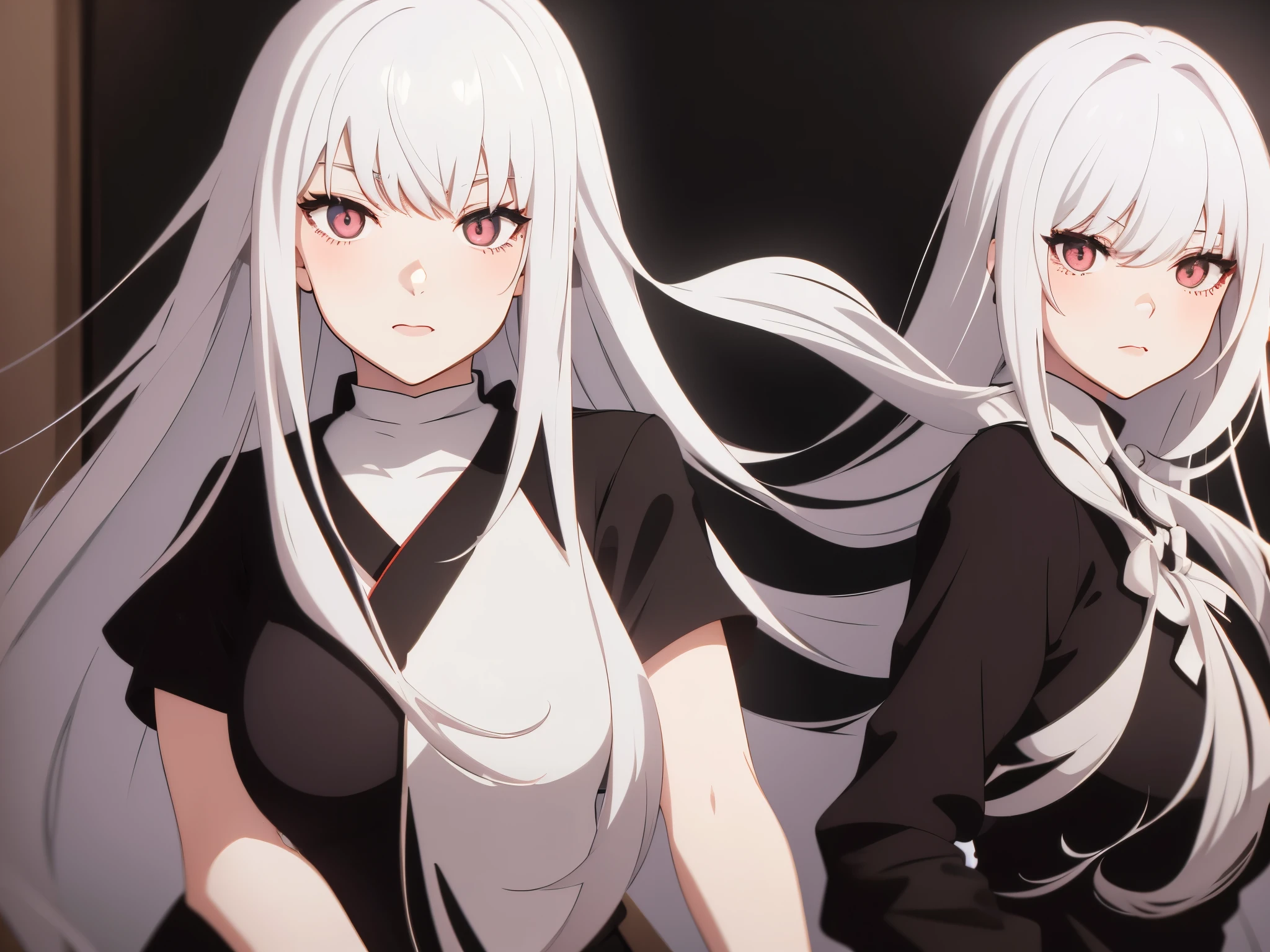 Illustration of an anime girl with long white hair and bangs, Ilya Kuvshinov with long hair, It&#39;s Junji&#39;s style, that&#39;s subtle junji, inspired by Harumi Hironaka, art It&#39;s Junji&#39;s style, style of hajime isayama, beautiful illustration, inspirado em Yukihiko Yasuda, this junji art, &quot;anime girl girl
