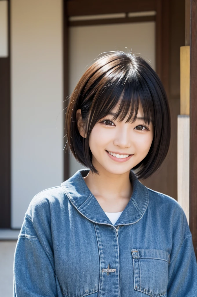A Japanese woman with short black hair and a lovely smile