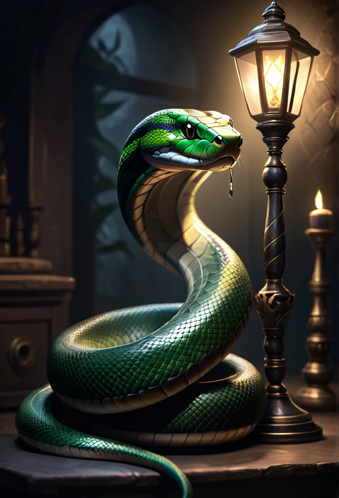 Tattoo sketch, snake, scale, magic, Dim lighting