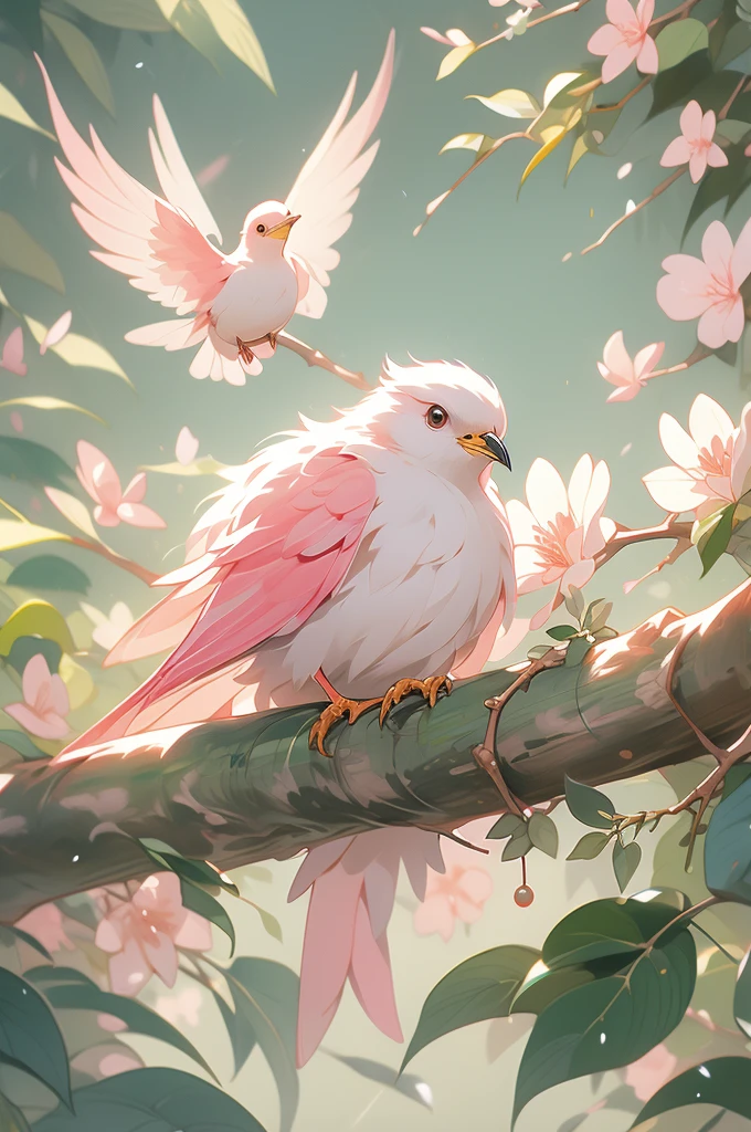 painting of a bird with a pink breast sitting on a branch, by David Park, by Nancy Spero, painted in acrylic, by Lin Liang, by Ma Lin, by Mary Elizabeth Groom, by Mary Byfield, oil painted, by Elizabeth MacNicol, by Chen Lin, by Mary Anne Ansley, by Nancy Stahl, inspired by Paul Bird