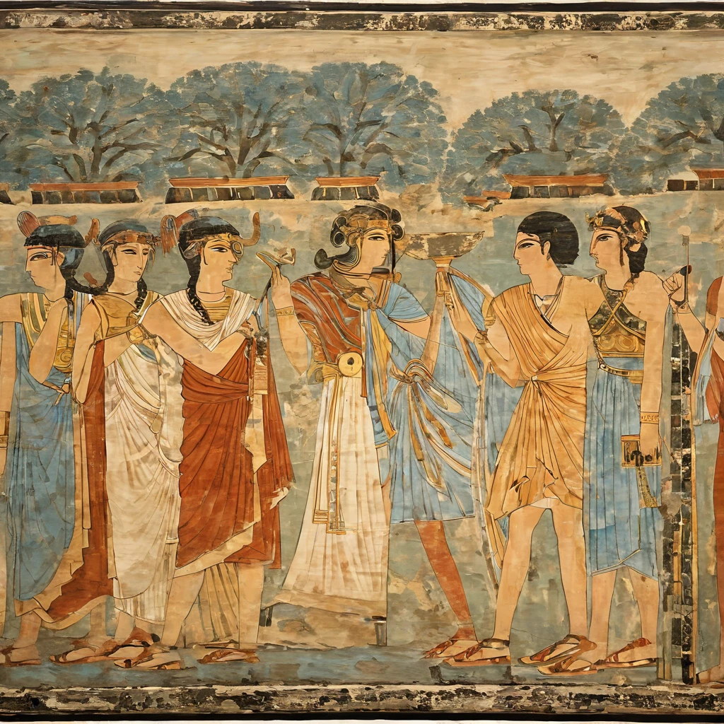 Ancient Greek civilization Greek art style mural Hu Yan