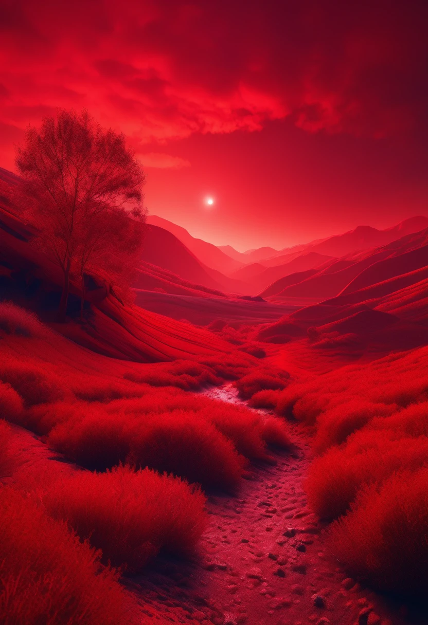 red aesthetic landscape, 8k, masterpiece,