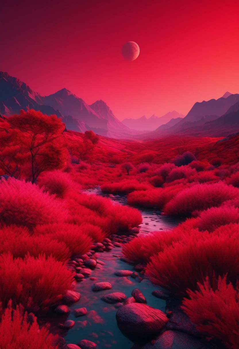 red aesthetic landscape, 8k, masterpiece,