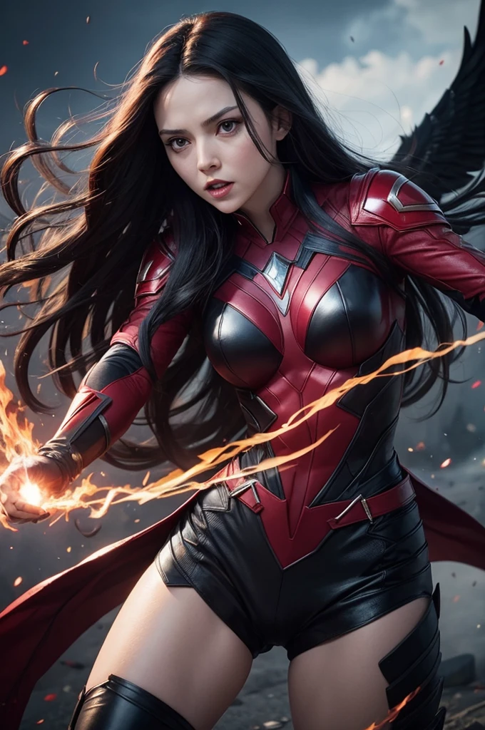 Scarlet witch with black hair Fighting with the black phoenix