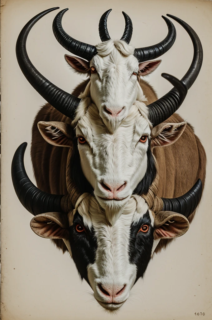 white-eyed devil with goat feet and minotaur horns