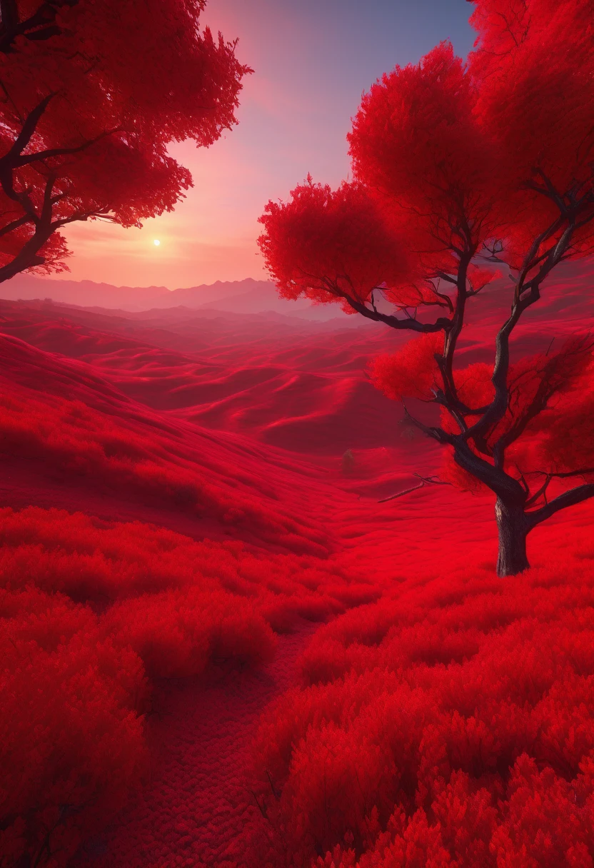 red aesthetic landscape, 8k, masterpiece,
