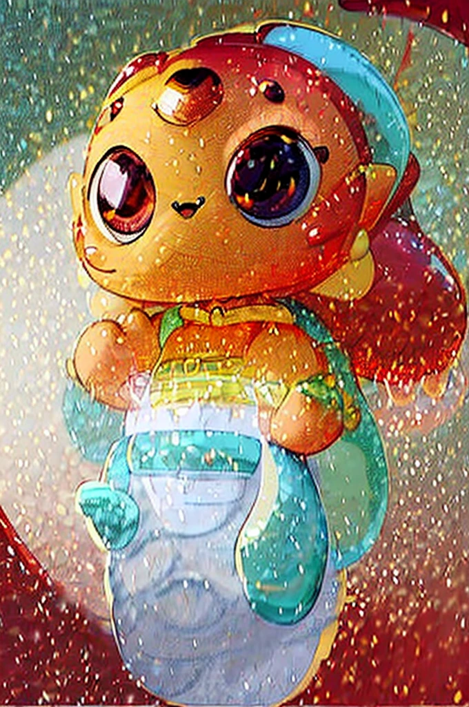 high quality, (cute little Dragon), (cartoon:1.3),(((chibi:1.2))),(pixar style:1.2),(cute expression:1.1), (Dragon), (cute little dragon), ((((red with yellowish colors)))), he wears a gold tie, (((White background)),