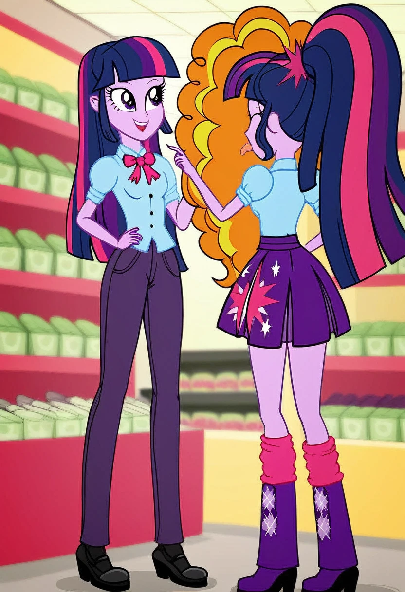 Eqg adagio is standing in the store, Twilight Sparkle is licking her ass