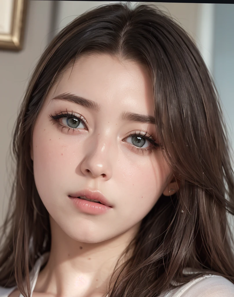 (Best quality, 8K, high resolution, masterpiece: 1.2, DSLR, 16k), ultra-detailed, (realistic, photorealistic, photorealistic: 1.37), portrait, creative style artwork, historical, classic, sophisticated, wide variety of colors . Highly detailed, soft lighting, luxurious atmosphere, there is a young woman, ((White shirt, miniskirt, minidress,, , slim fit (perfect oval shape, asymmetrical facial structure, perfect proportion, almond eye type, hazel eye color). (detailed eyes, blue hair color, 32 inch breasts, hourglass figure, slim body, pale white skin tone, sexy girl, 22 years old, soft wavy hair, look away, attitude expression, makeup professional, pink lips)