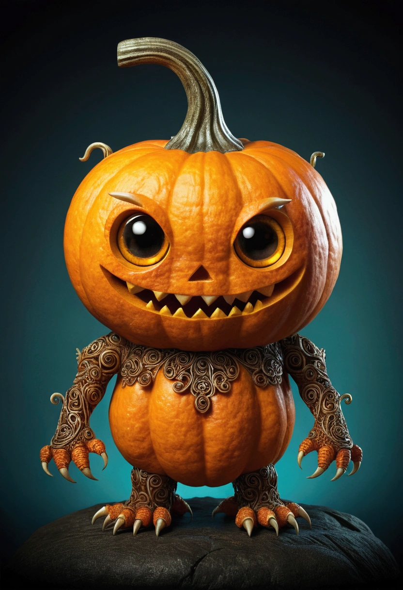 Cute little pumpkin monster