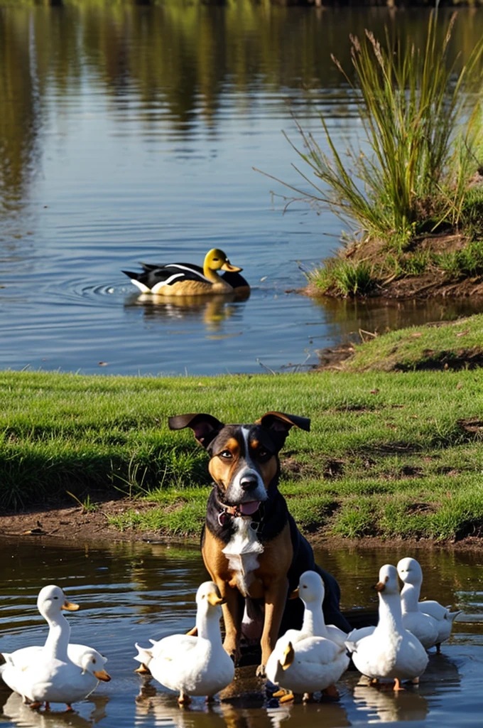 dog and ducks