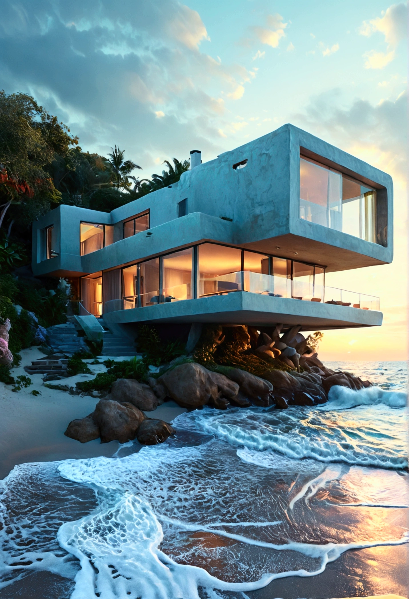 dream house by the beach- magical- ultra real