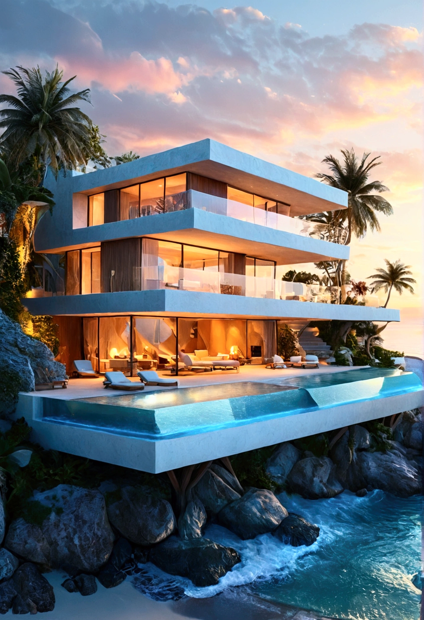 dream house by the beach- magical- ultra real