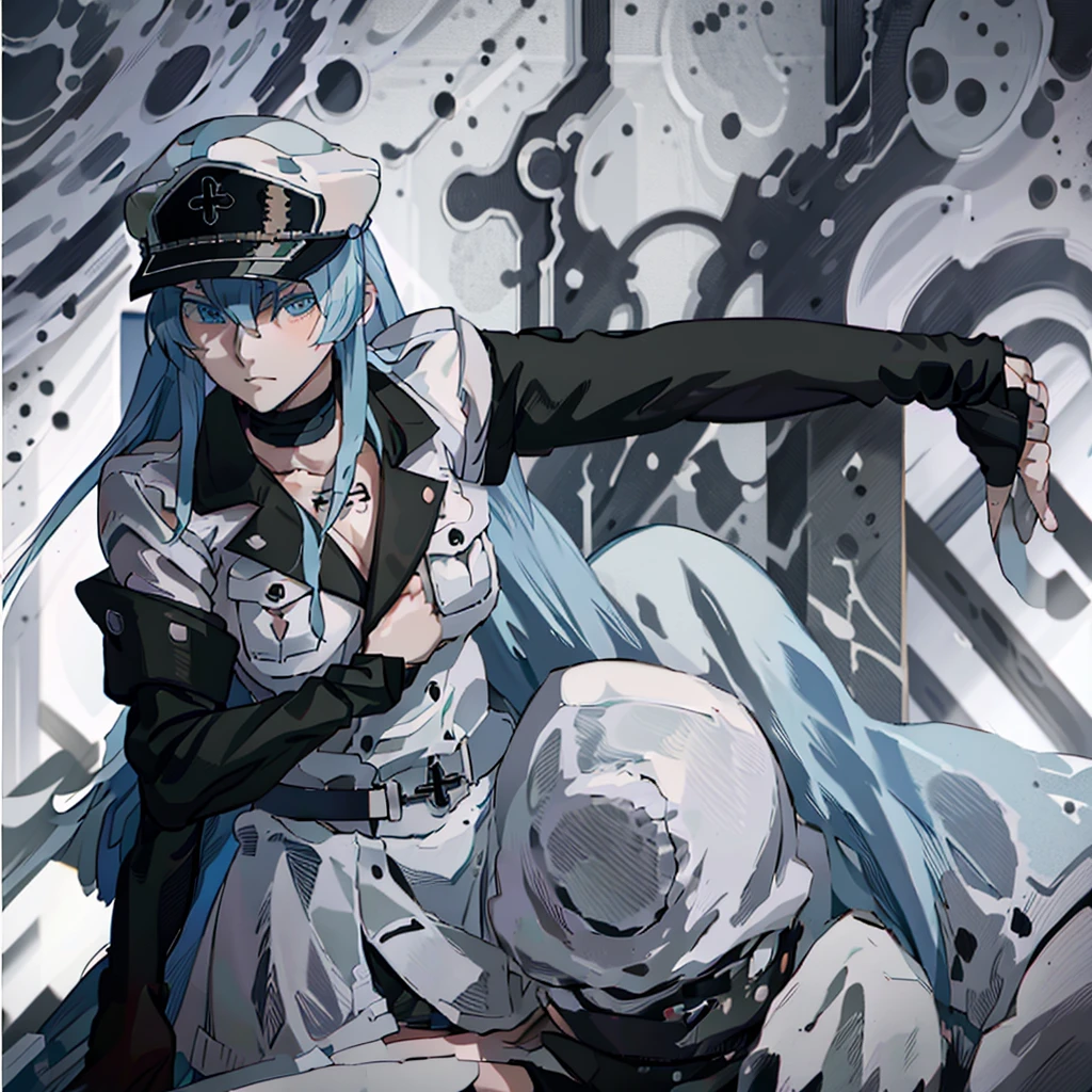 Esdeath in SS uniform, all black clothing head to toe, WWII GERMAN SS OFFICERS PEAKED VISOR CAP, all clothing needs to be solid black