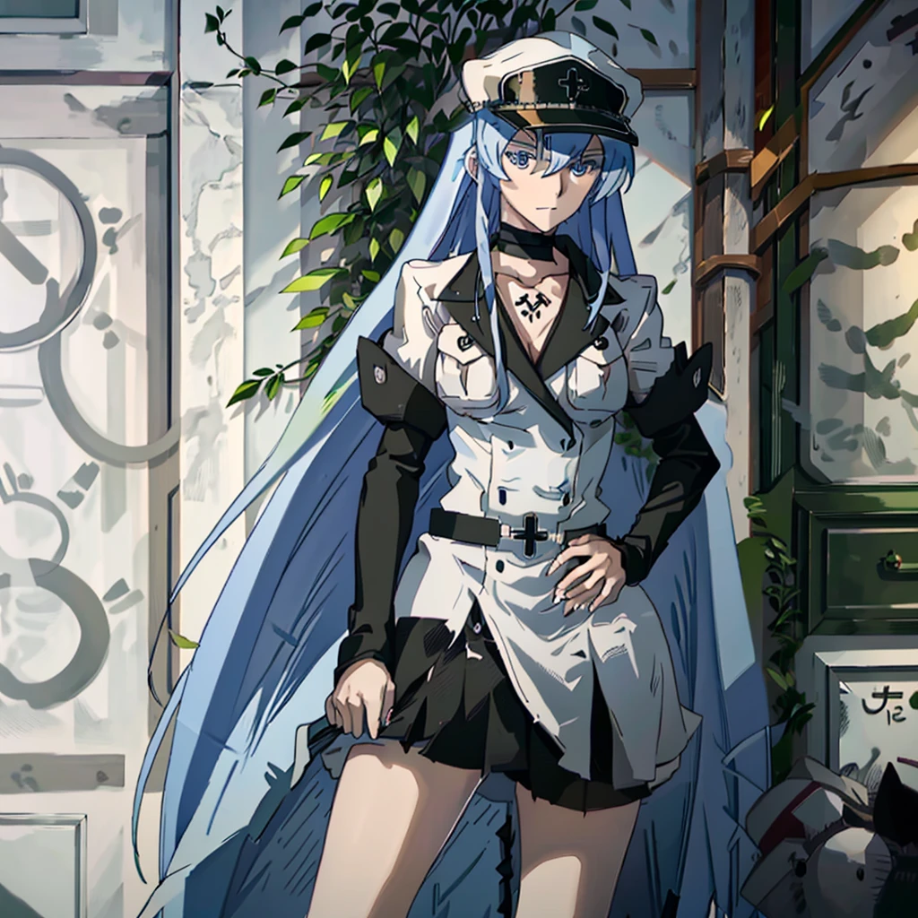 Esdeath in SS uniform, all black clothing head to toe, WWII GERMAN SS OFFICERS PEAKED VISOR CAP, all clothing needs to be solid black