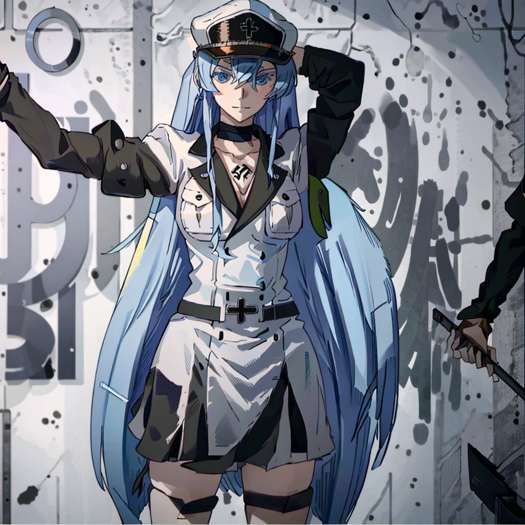 Esdeath in SS uniform, all black clothing head to toe, WWII GERMAN SS OFFICERS PEAKED VISOR CAP, all clothing needs to be solid black