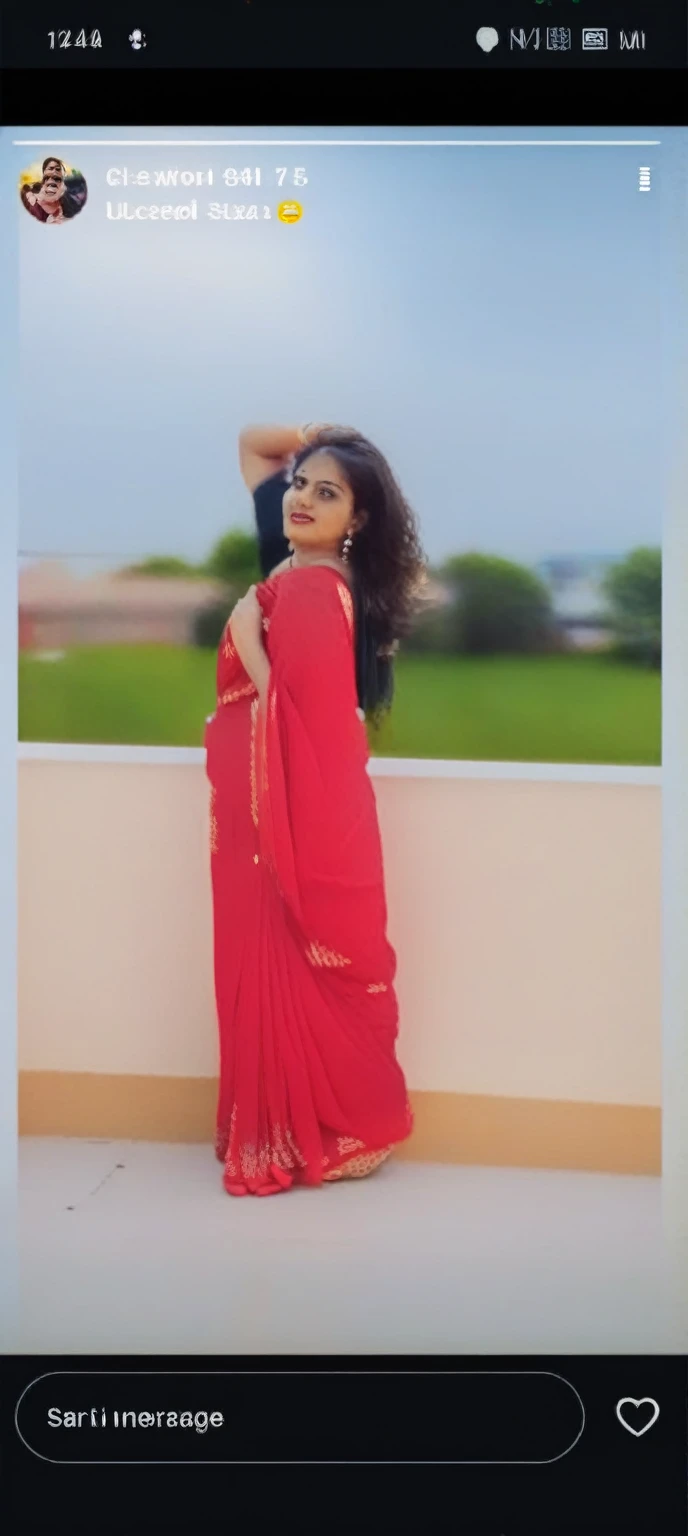 a close up of a woman in a red sari posing for a picture, dressed in a sari, traditional beauty, inspired by T. K. Padmini, beautiful and graceful, wearing a red outfit, wearing a sari, with lovely look, wearing sari, wearing red attire, cute beautiful, red clothes, wearing red clothes, stylish pose, sari, with a cool pose