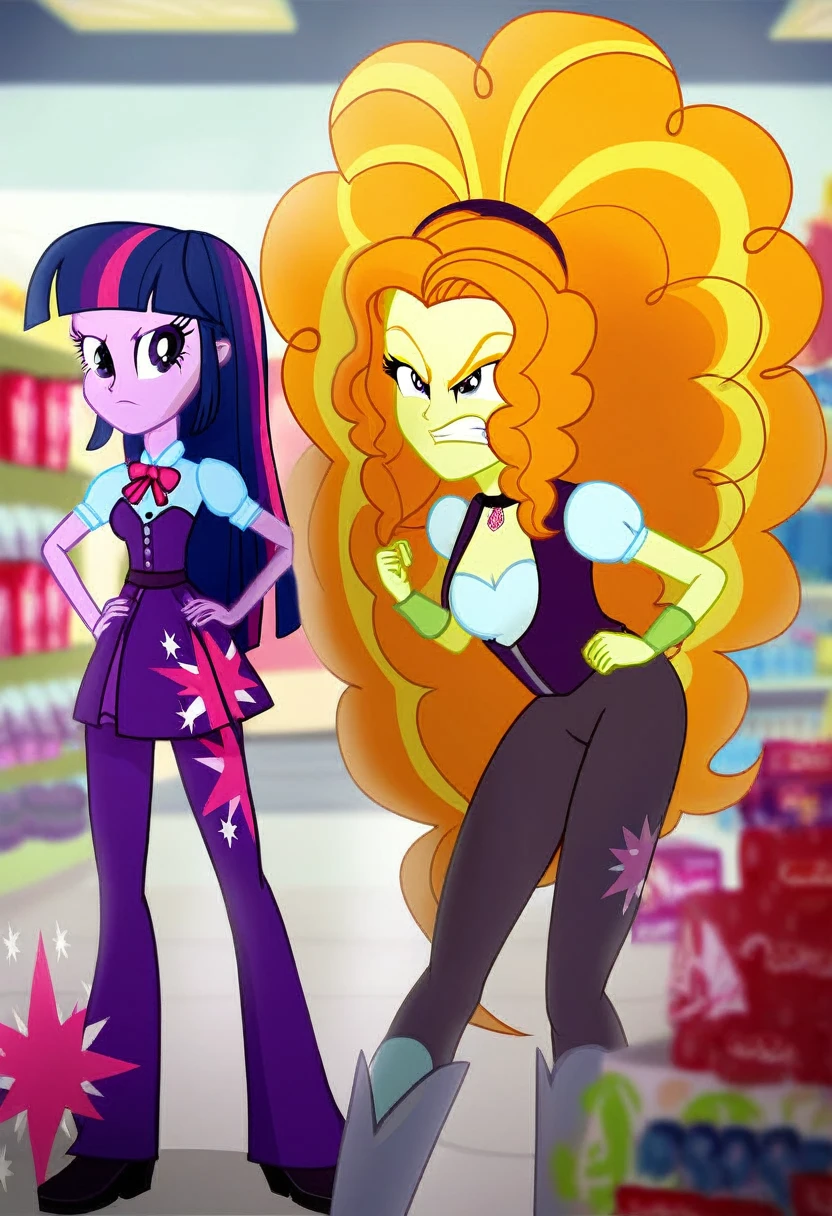 Eqg adagio is standing in the store, Twilight Sparkle is angry bodystocking