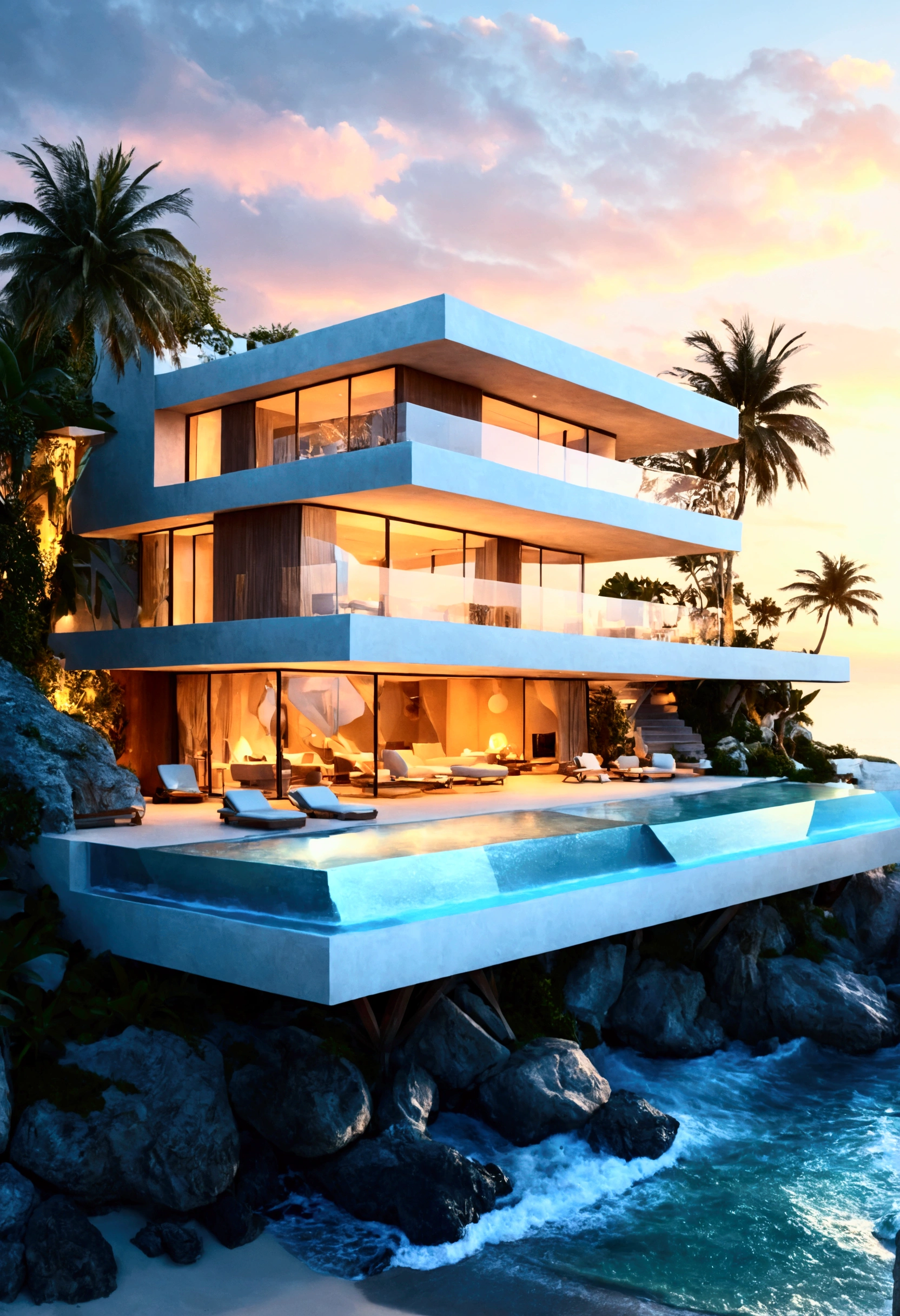 dream house by the beach- magical- ultra real