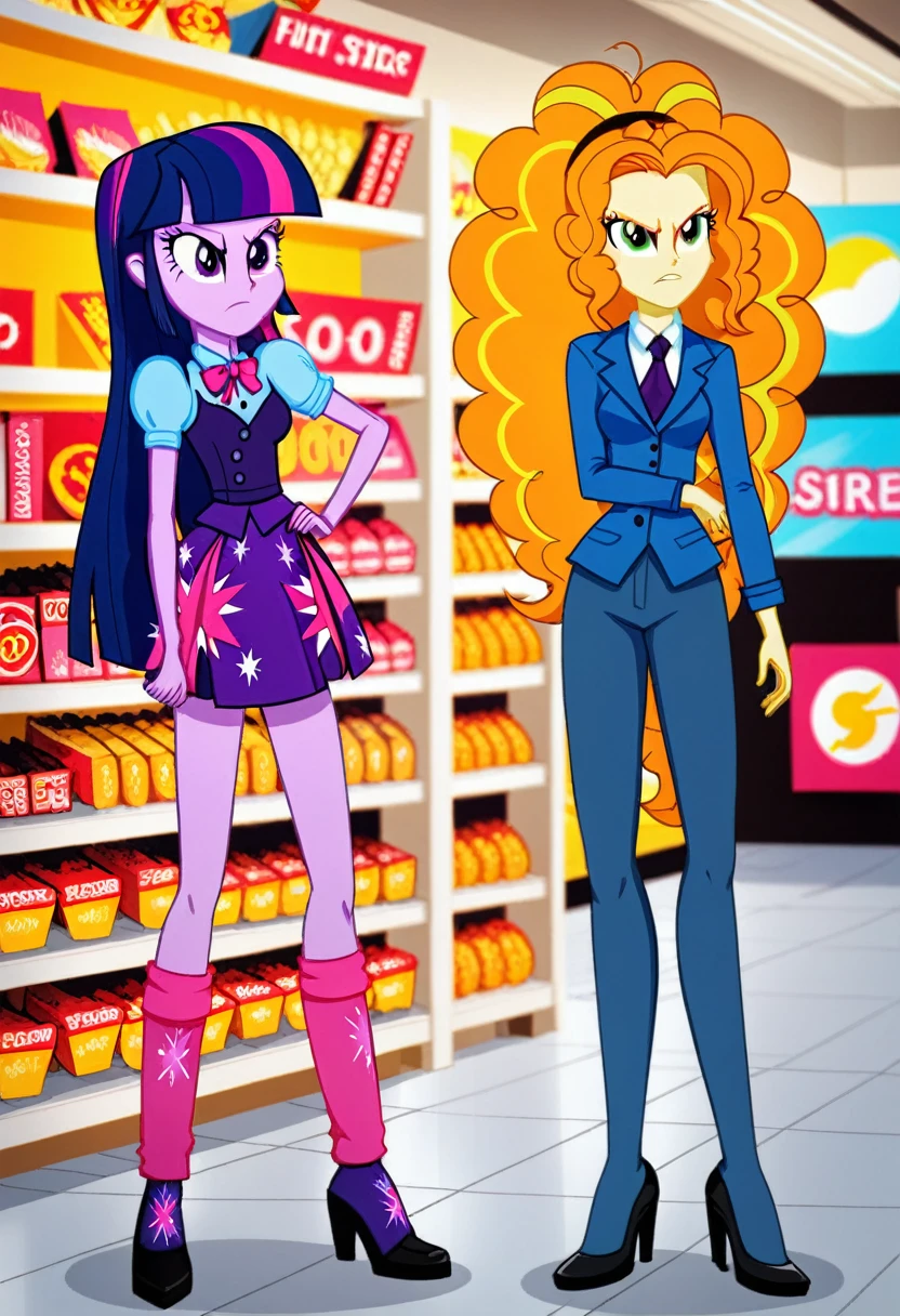 Eqg adagio is standing in the store, Twilight Sparkle is angry bodystocking