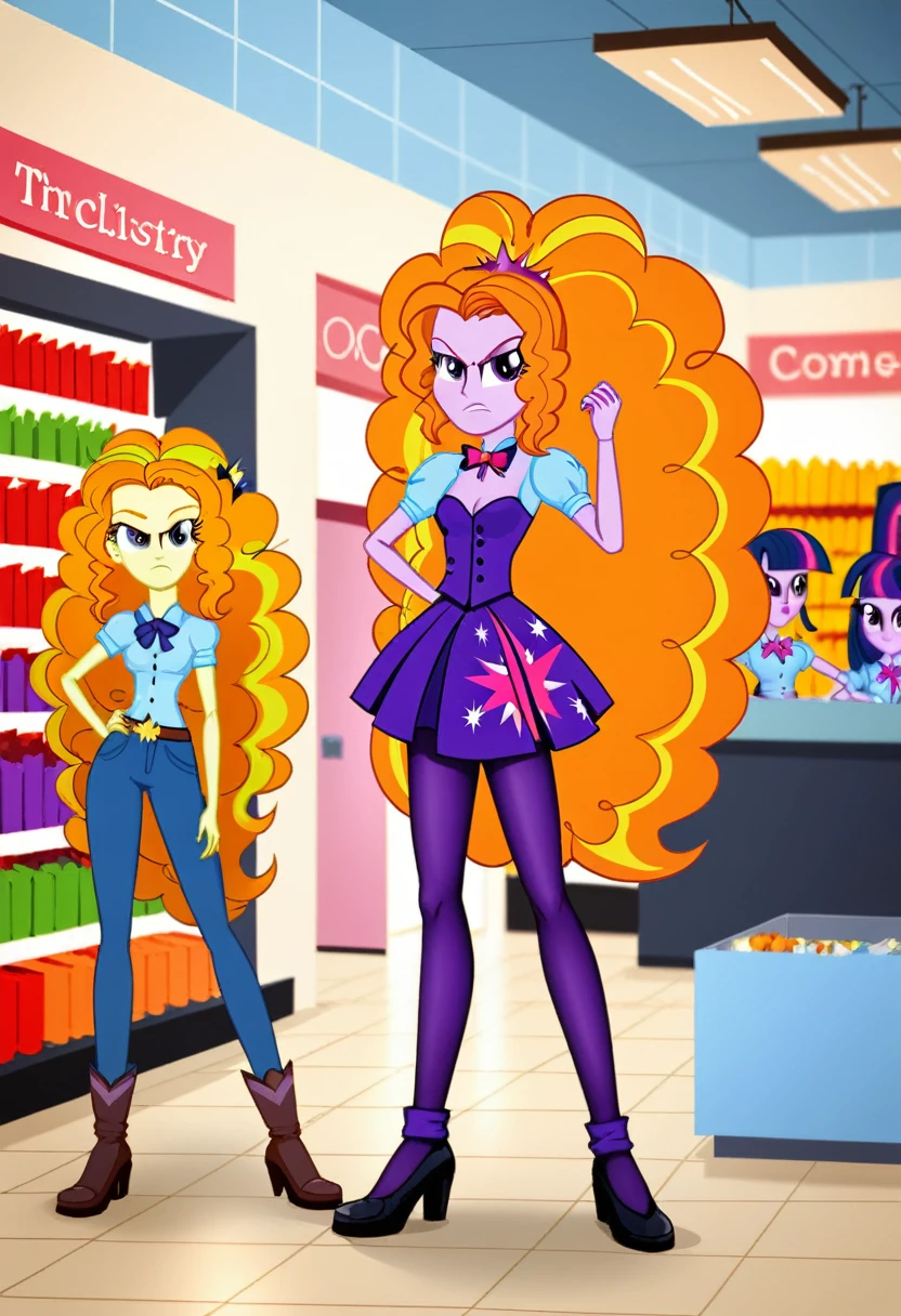 Eqg adagio is standing in the store, Twilight Sparkle is angry bodystocking