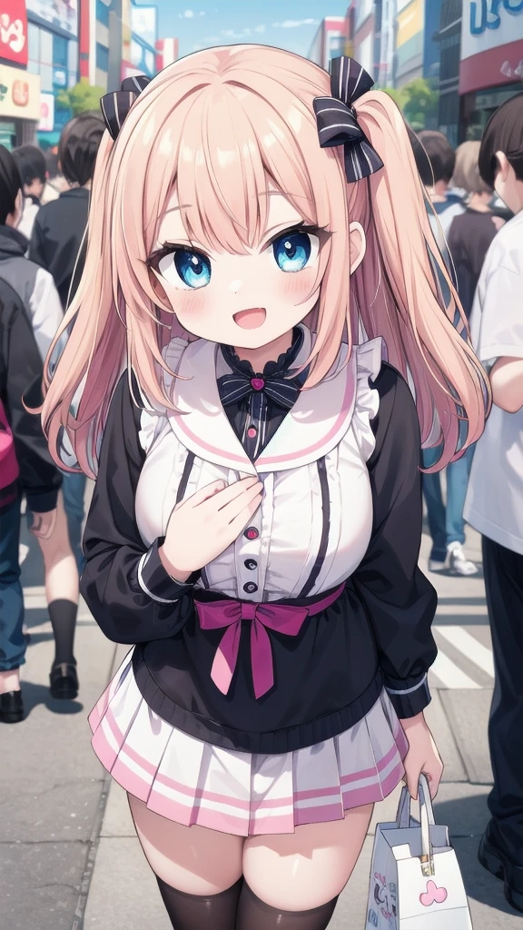 insanely detailed, absurdres, ultra-highres, ultra-detailed, best quality,
1girl, solo, nice hands, perfect hands,
BREAK
(wearing harajuku-style coordinate),
happy smile, laugh, open mouth
BREAK
hands behind body, from above, cowboy shot, looking at viewer
BREAK
slender, kawaii, perfect symmetrical face, ultra cute girl, ultra cute face, ultra detailed eyes, ultra detailed hair, ultra cute, ultra beautiful
BREAK
in harajuku, shibuya, tokyo, street, crowd, cityscape,
(cleavage:-0.7)
BREAK