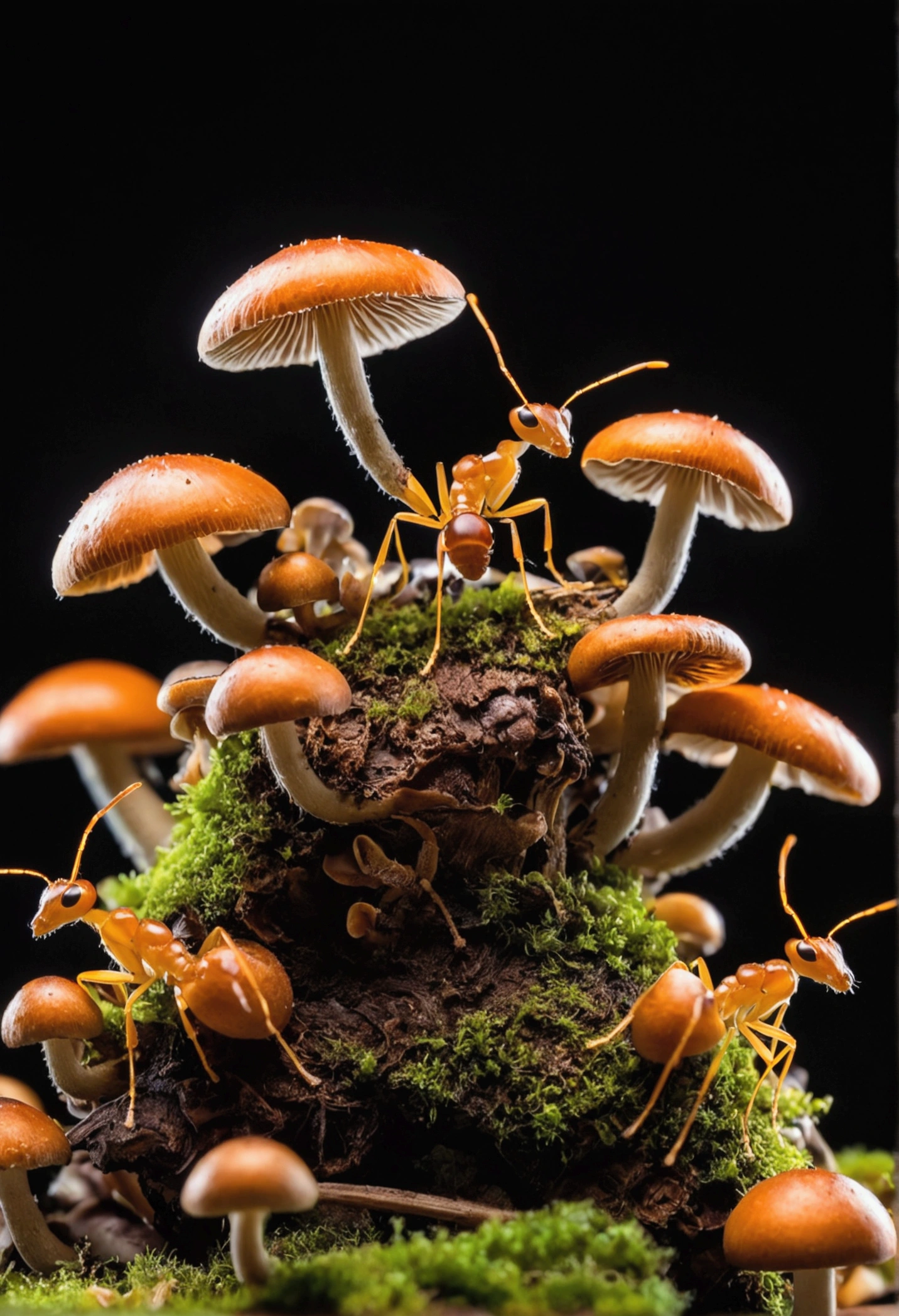 Ants on top of mushrooms, Biomechanics