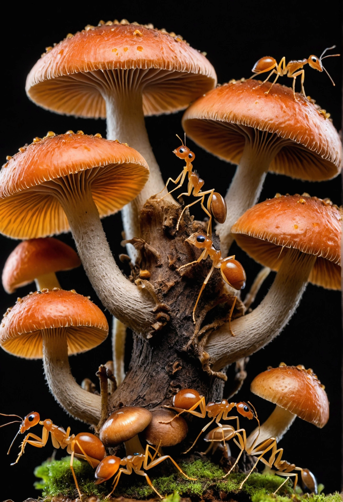 Ants on top of mushrooms, Biomechanics