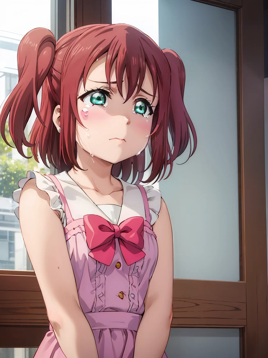 (((Pixel Perfect, Perfect in every detail))), alone, One girl, Ruby Kurosawa, Uranohoshi , bow tie, View your viewers, ((sad)), Close your mouth, (Are crying), ((Upper Body)), Small breasts 