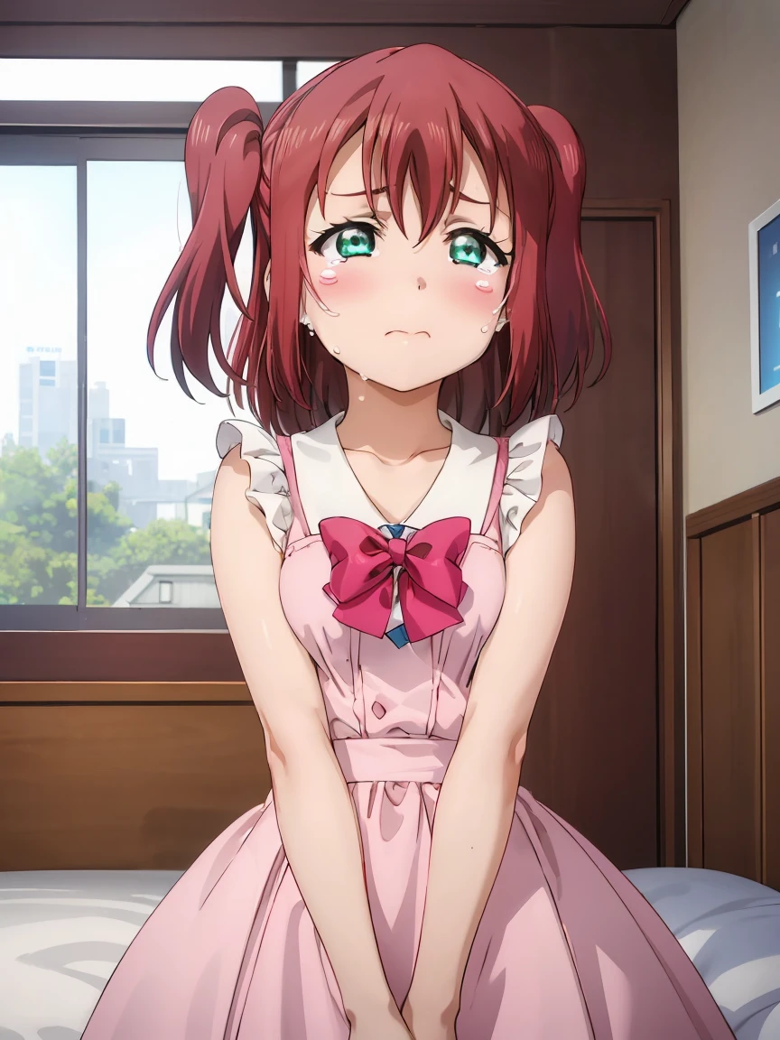 (((Pixel Perfect, Perfect in every detail))), alone, One girl, Ruby Kurosawa, Uranohoshi , bow tie, View your viewers, ((sad)), Close your mouth, (Are crying), ((Upper Body)), Small breasts 