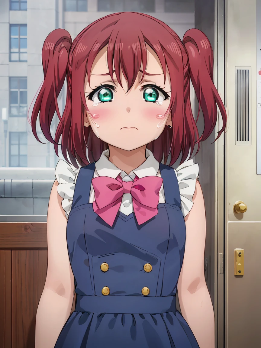 (((Pixel Perfect, Perfect in every detail))), alone, One girl, Ruby Kurosawa, Uranohoshi , bow tie, View your viewers, ((sad)), Close your mouth, (Are crying), ((Upper Body)), Small breasts 