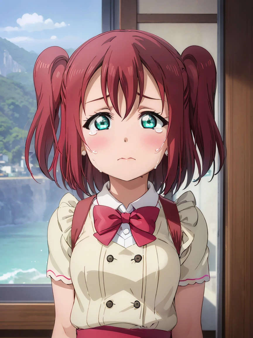 (((Pixel Perfect, Perfect in every detail))), alone, One girl, Ruby Kurosawa, Uranohoshi , bow tie, View your viewers, ((sad)), Close your mouth, (Are crying), ((Upper Body)), Small breasts 