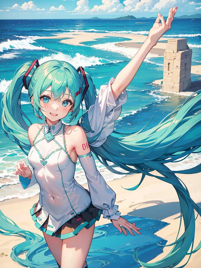 cute girl, smile, beauty girl, Aqu3ra, Hatsune Miku,