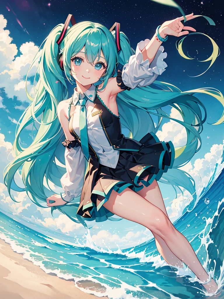 cute girl, smile, beauty girl, Aqu3ra, Hatsune Miku,