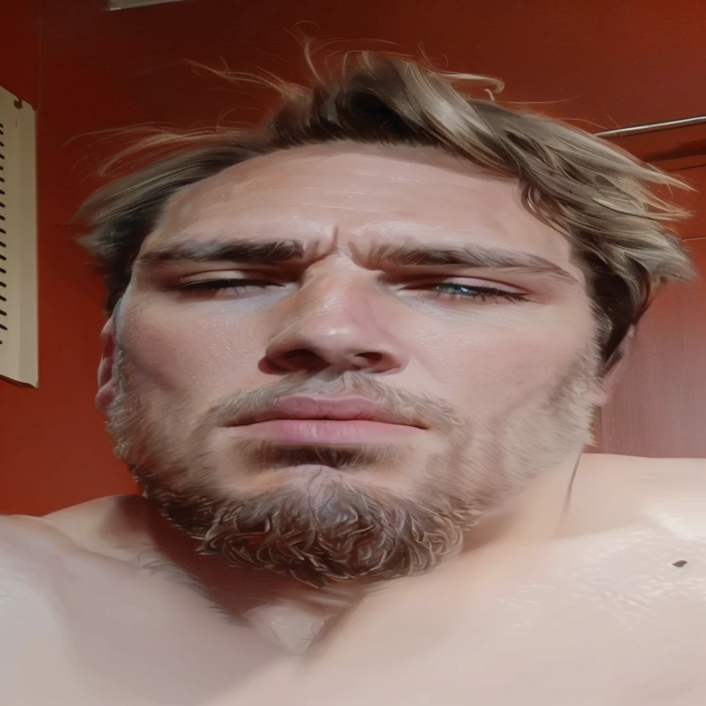 a cool guy with a long beard, intricate detailed facial features, strong jawline, intense eyes, handsome, rugged look, wearing a leather jacket, moody lighting, cinematic, dramatic shadows, blue and orange color tones, cinematic composition, hyper realistic, 8k, best quality, masterpiece, detailed, photorealistic