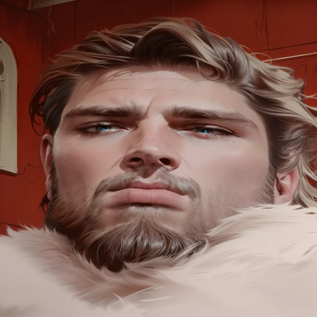 a cool guy with a long beard, intricate detailed facial features, strong jawline, intense eyes, handsome, rugged look, wearing a leather jacket, moody lighting, cinematic, dramatic shadows, blue and orange color tones, cinematic composition, hyper realistic, 8k, best quality, masterpiece, detailed, photorealistic