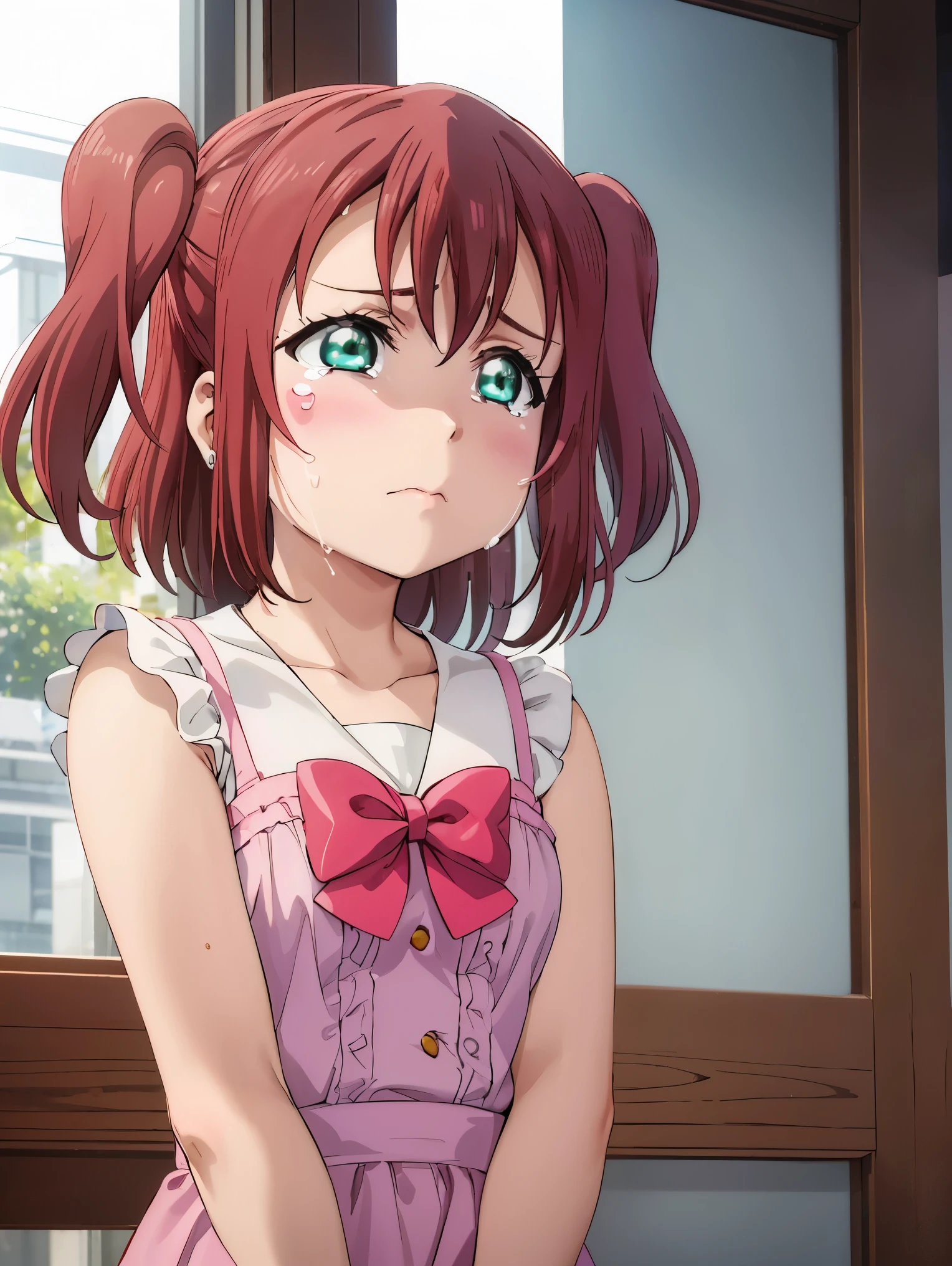 (((Pixel Perfect, Perfect in every detail))), alone, One girl, Ruby Kurosawa, Uranohoshi , bow tie, View your viewers, ((sad)), Close your mouth, (Are crying), ((Upper Body)), Small breasts 