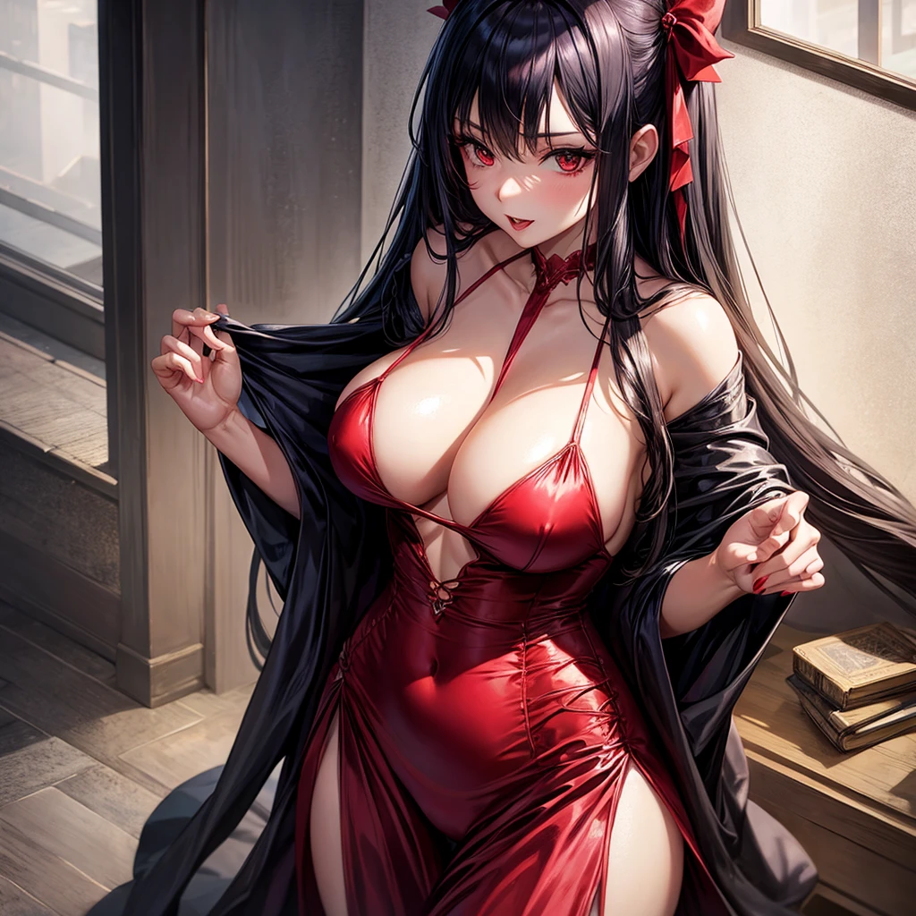 Sexy vampire women wearing silk dresses