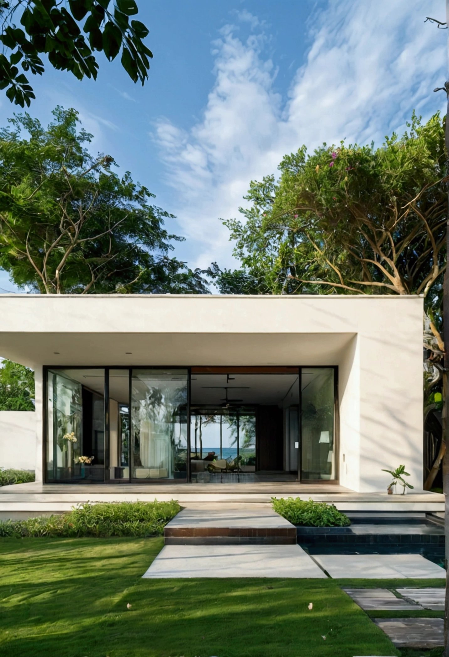by the beach- house- waves- beautiful- realistic 8D-