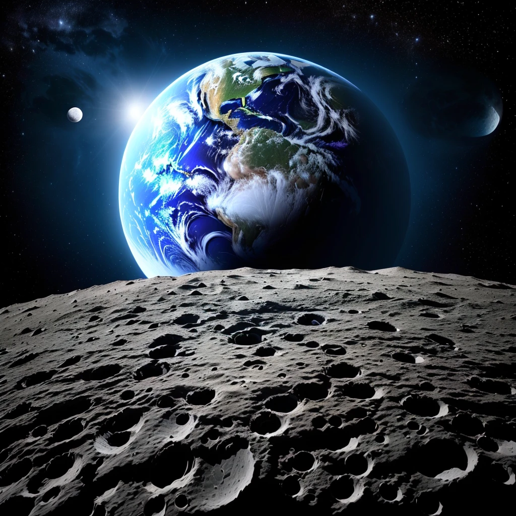 View of the Earth from the surface of the Moon, The Moon collides with the Earth, The Moon colliding with the Earth, Moon reaching Earth, the moon collided with the earth, planet earth in foreground, planet earth in foreground, earth in foreground, space photo, the moon orbiting other moons, moon surface, moon surface background, earth in foreground
