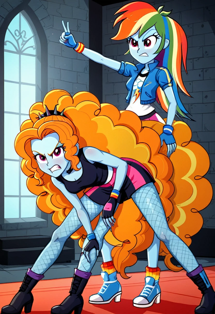 Eqg adagio in angry   in fishnet tights  b locked in a dungeon boxing rainbow dash 