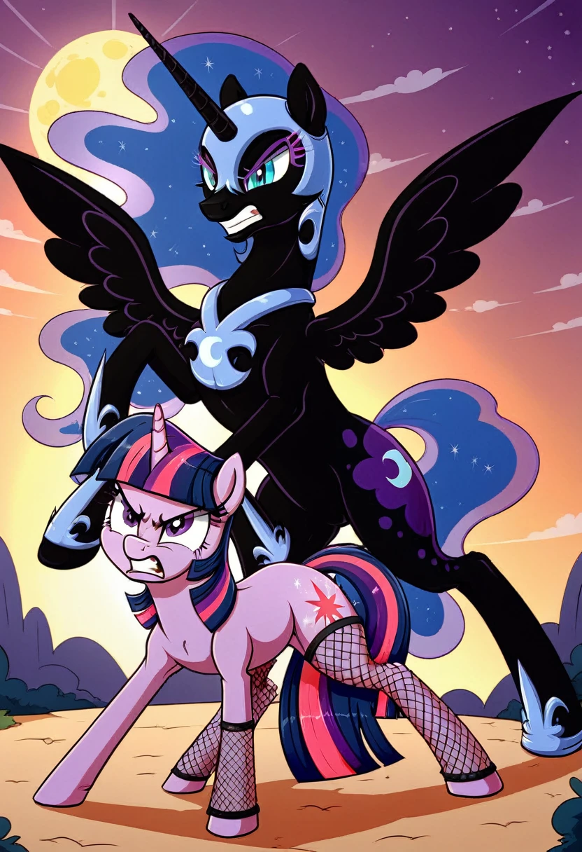 Pony angry nightmare moon in in fishnet tights b in fight Twilight sparkle pony