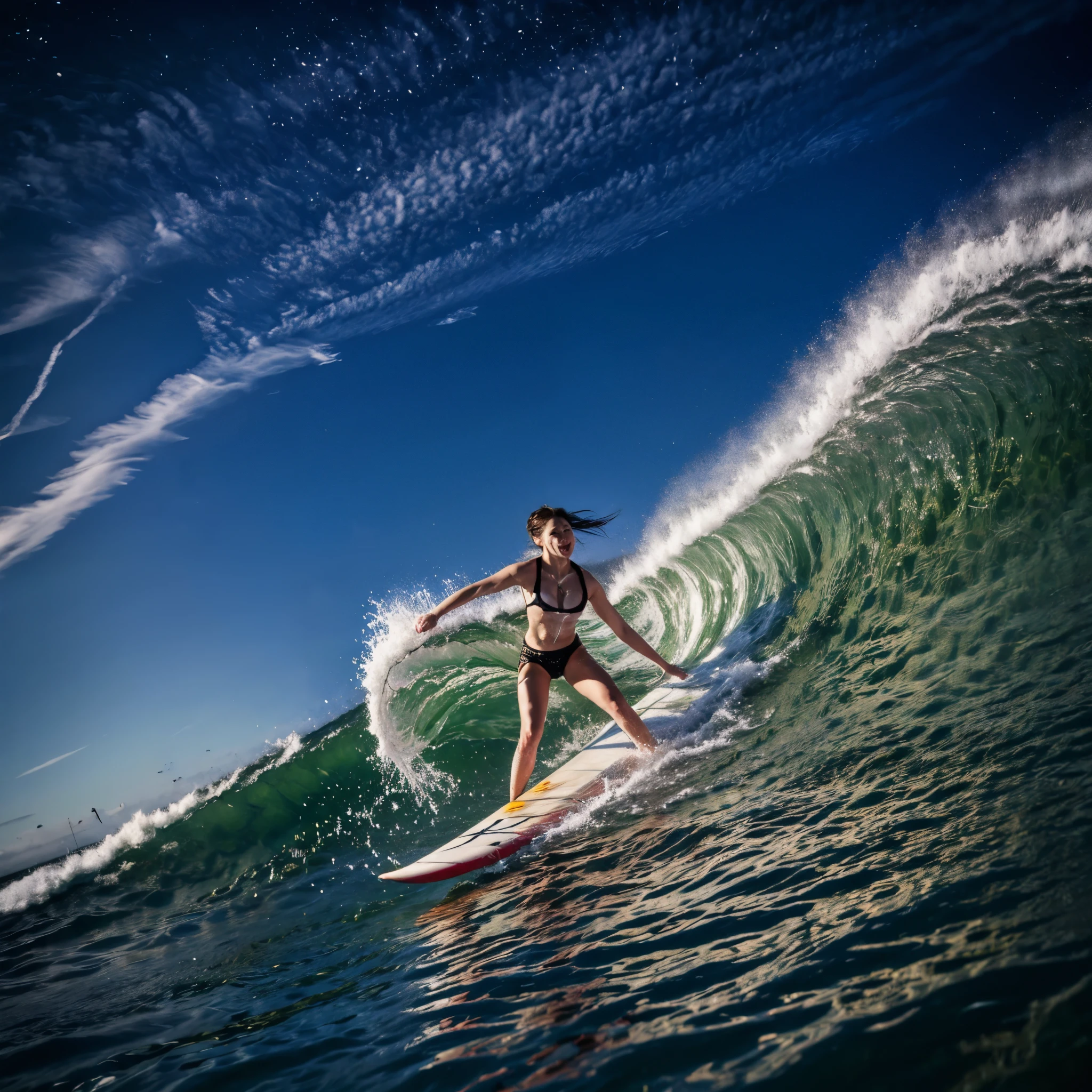 (ZoomedOut:1.28, Wide-shot) ZoomLayer (Epic photo of surfer magazine:1.37). (Full of Water, Everything Wetted:1.4) WetHair (extremely detailed Cute Girl in RED)(SparklingHighlights:1.28), Dynamic Joyful Expressions LifeLike Rendering (ManoErina:1.0) . Overflowing Gigantic Sideboob (Clearly Visible Beautiful Breast to Buttocks Line) Tiny and Roundly Butt, Detailed wet clothing texture, (Sloppy Surfboard:-1.2) Riding on waves, Sparkling water, TyndallEffect(Starry Water Particles:1.32), Whole Body proportions and all limbs are anatomically accurate