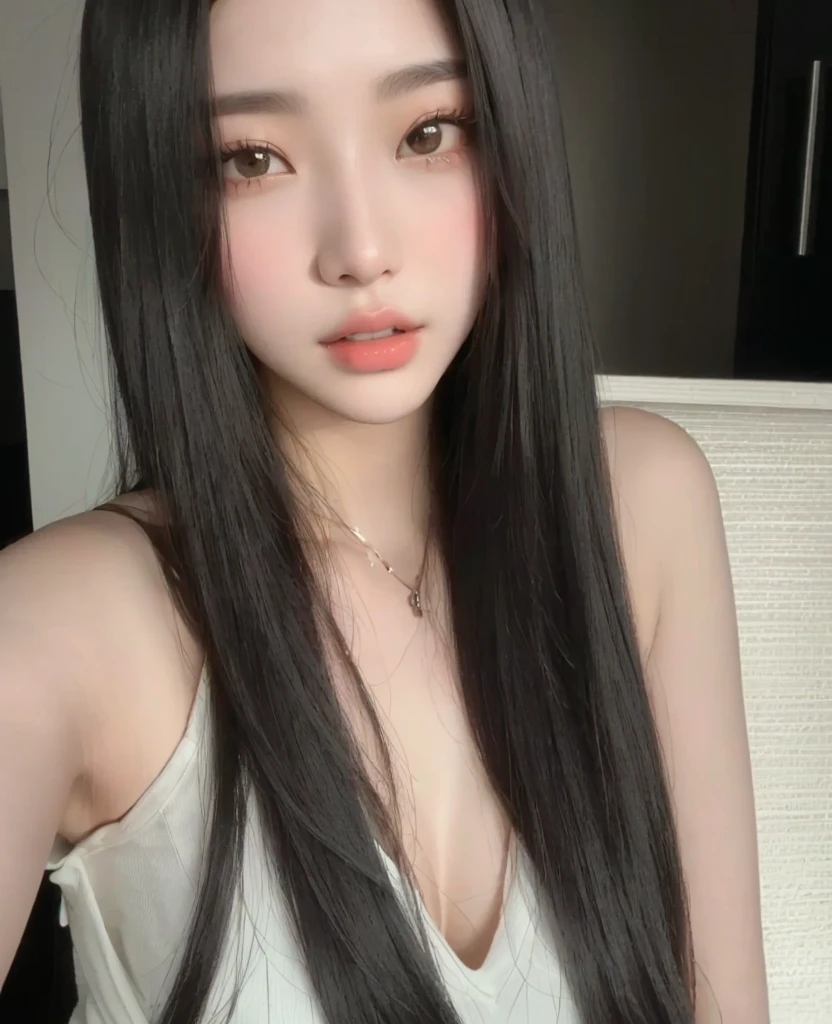 arafed asian woman with long black hair and a white top, gorgeous young korean woman, young adorable korean face, korean girl, young cute wan asian face, ulzzang, jaeyeon nam, wan adorable korean face, beautiful young korean woman, beautiful south korean woman, blackpink jennie, 19-year-old girl, 2 4 year old female model, Karina aespa, karina