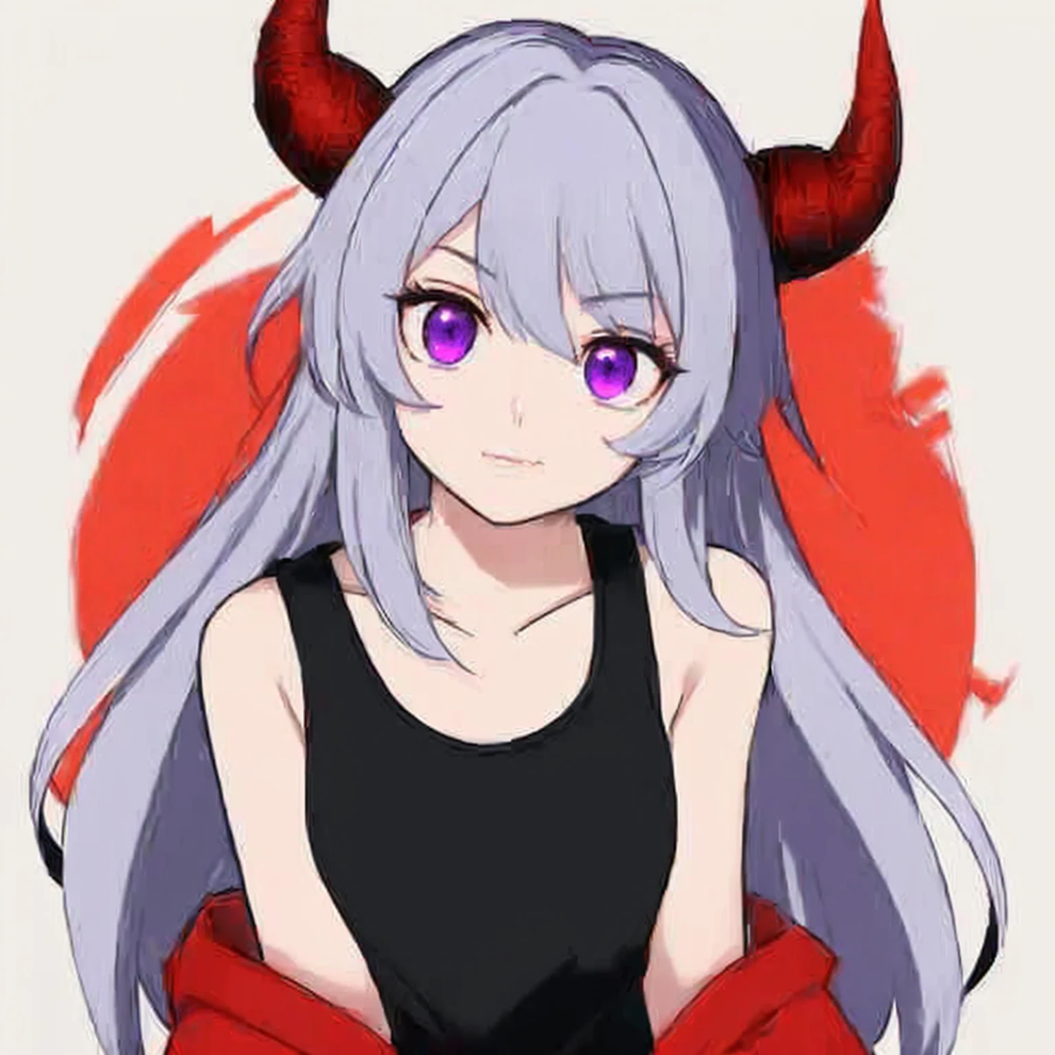 anime girl avec des cornes et des yeux violets assis sur un cercle rouge, démon anime fille, démon mika kurai, fille démon, Gapmoe Yandere, démon Giesha, Gapmoe Yandere grimdark, style artistique anime moe, portrait of fille démon, fille monstre anime, dans un style anime, fille conçoit des cornes luxuriantes, yandere, dans un style animé
