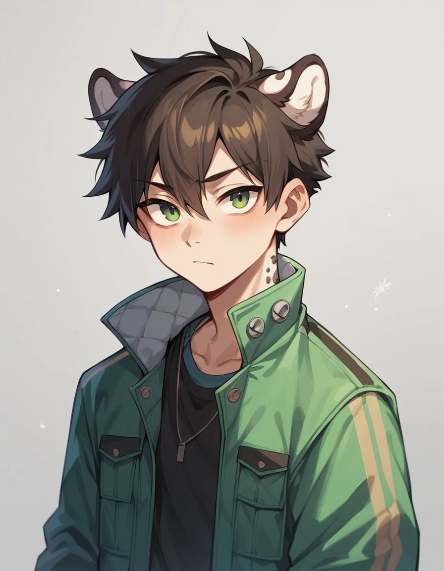 snow leopard tomboy in a green m65 jacket