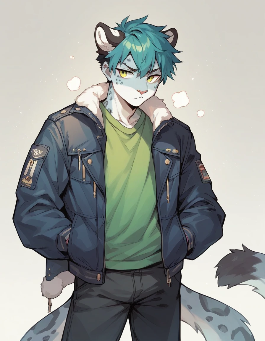 snow leopard tomboy in a green m65 jacket